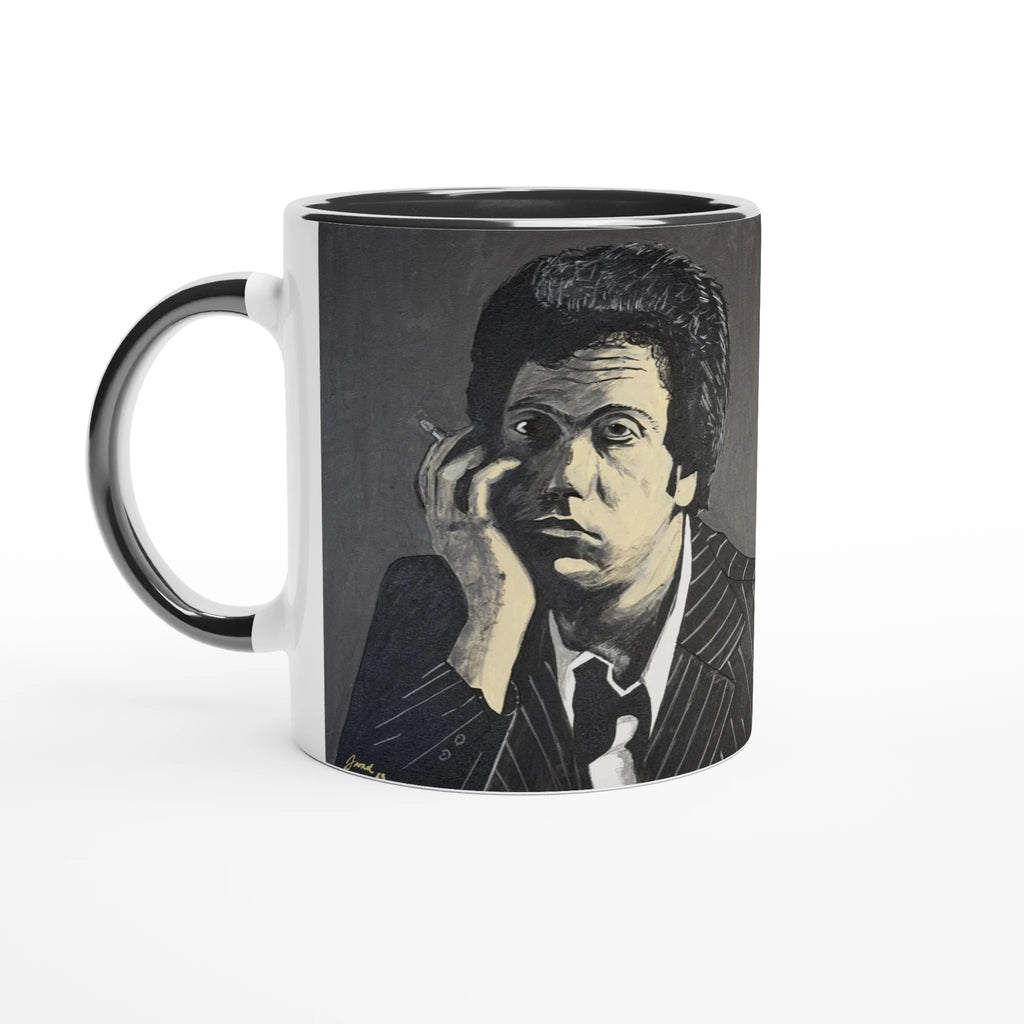 11 oz glossy ceramic mug with Johnny X's monochromatic portrait 'I’m in a New York State of Mind' of Billy Joel
