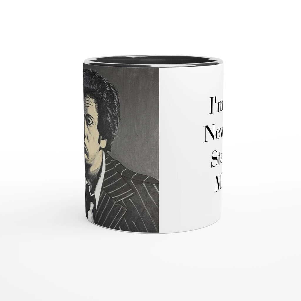 11 oz glossy ceramic mug with Johnny X's monochromatic portrait 'I’m in a New York State of Mind' of Billy Joel