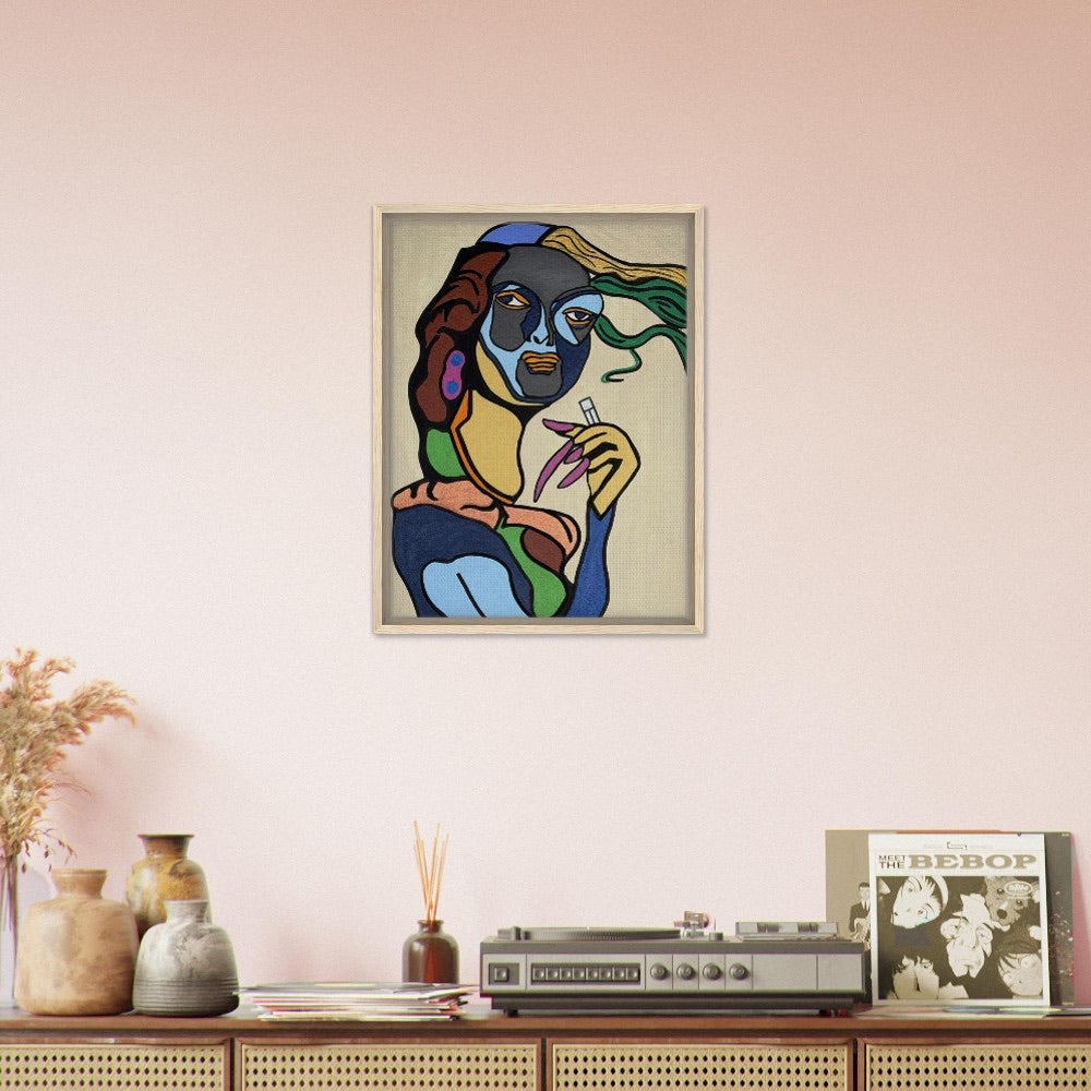"Black Magic Woman" Framed Canvas 45x60 cm / 18x24″