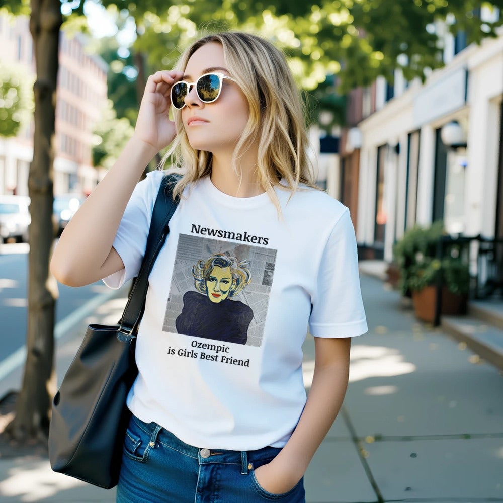 "Newsmakers – Ozempic Is a Girl's Best Friend" Premium Unisex Crewneck T-shirt