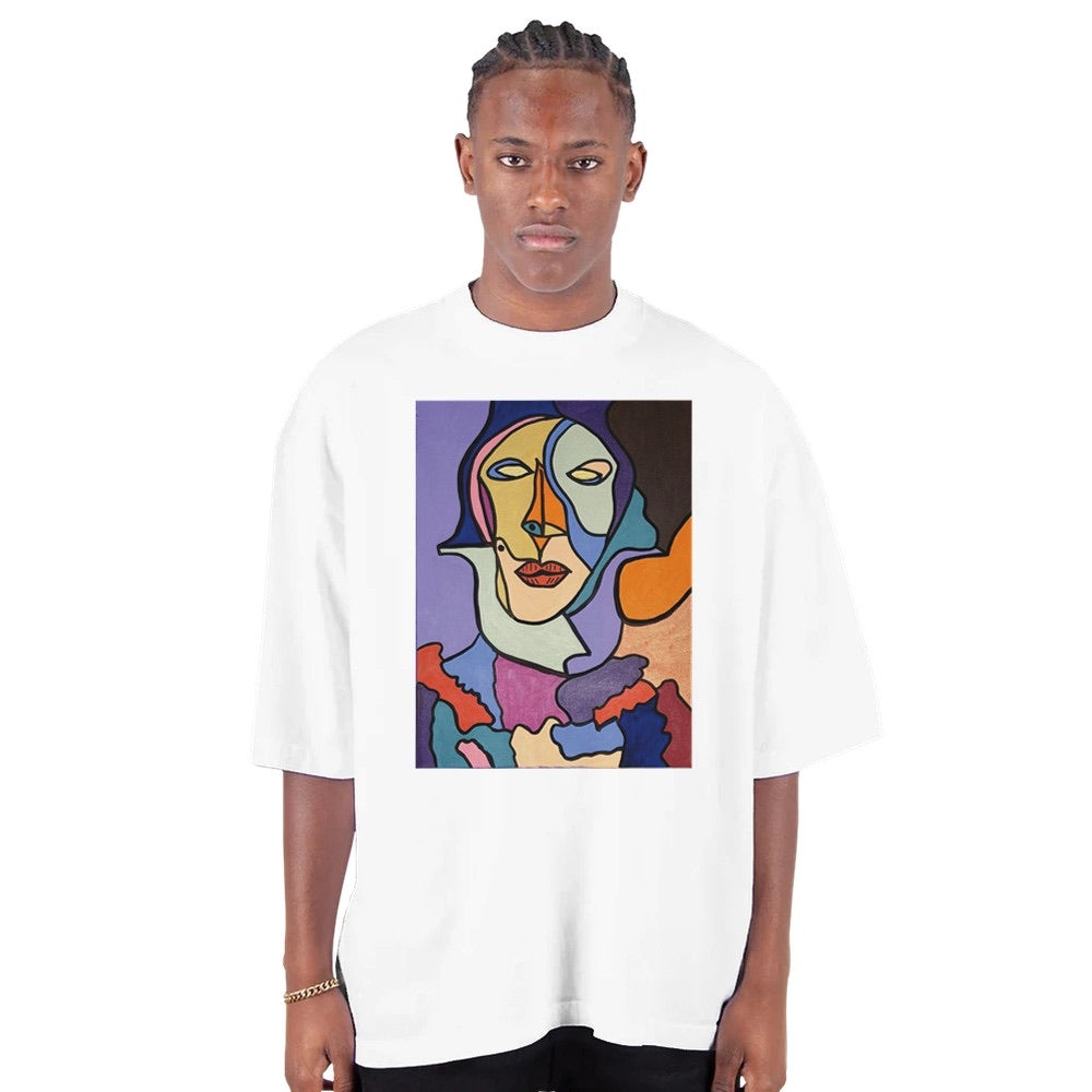 "Fragments of a Woman" Men's Oversized Drop-Shoulder Crewneck T-Shirt