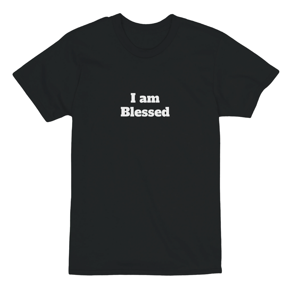 Heavyweight unisex Bella + Canvas tee reading "I AM BLESSED", designed by Johnny X from the Wearable Art Collection