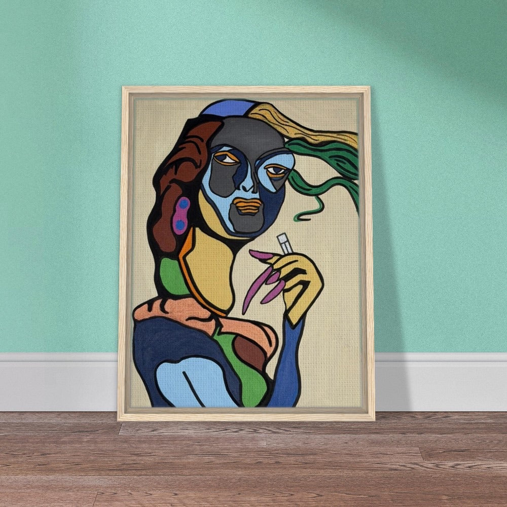 "Black Magic Woman" Framed Canvas 45x60 cm / 18x24″