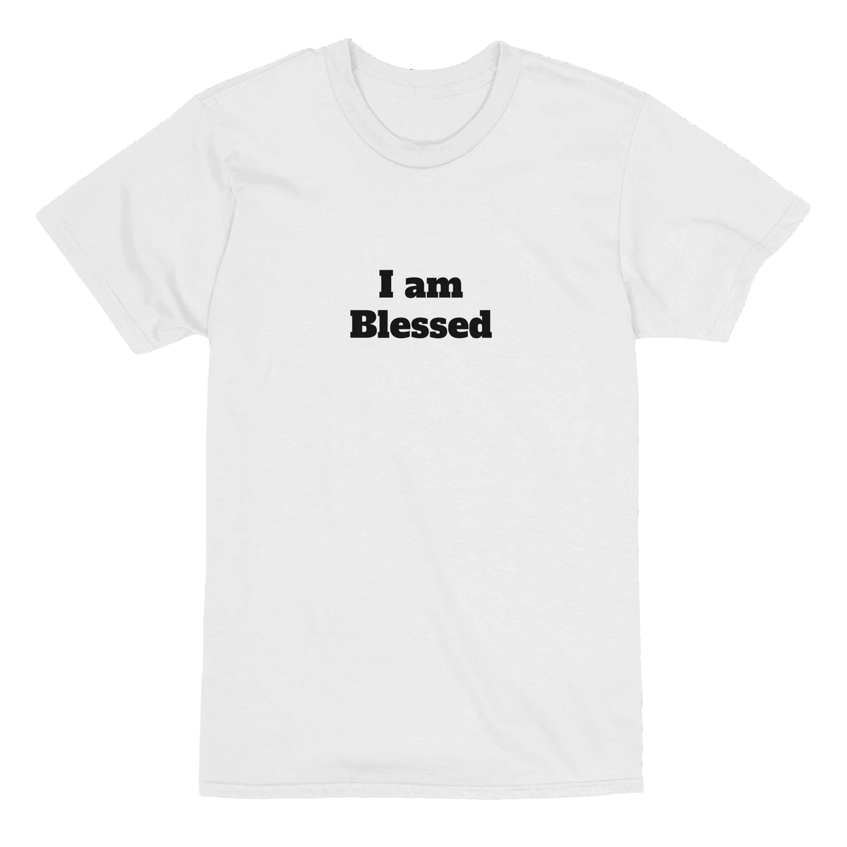 Heavyweight unisex Bella + Canvas tee reading "I AM BLESSED", designed by Johnny X from the Wearable Art Collection