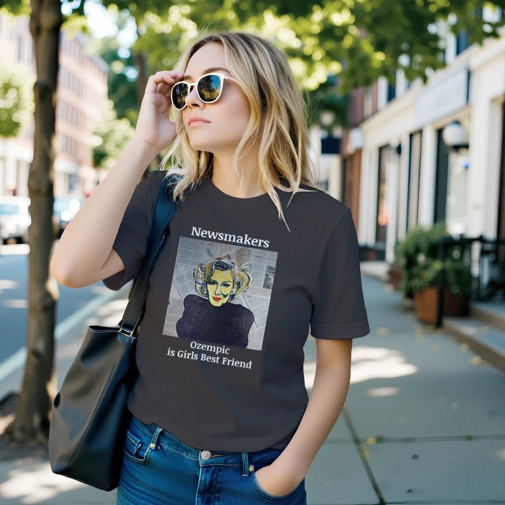 "Newsmakers – Ozempic Is a Girl's Best Friend" Premium Unisex Crewneck T-shirt