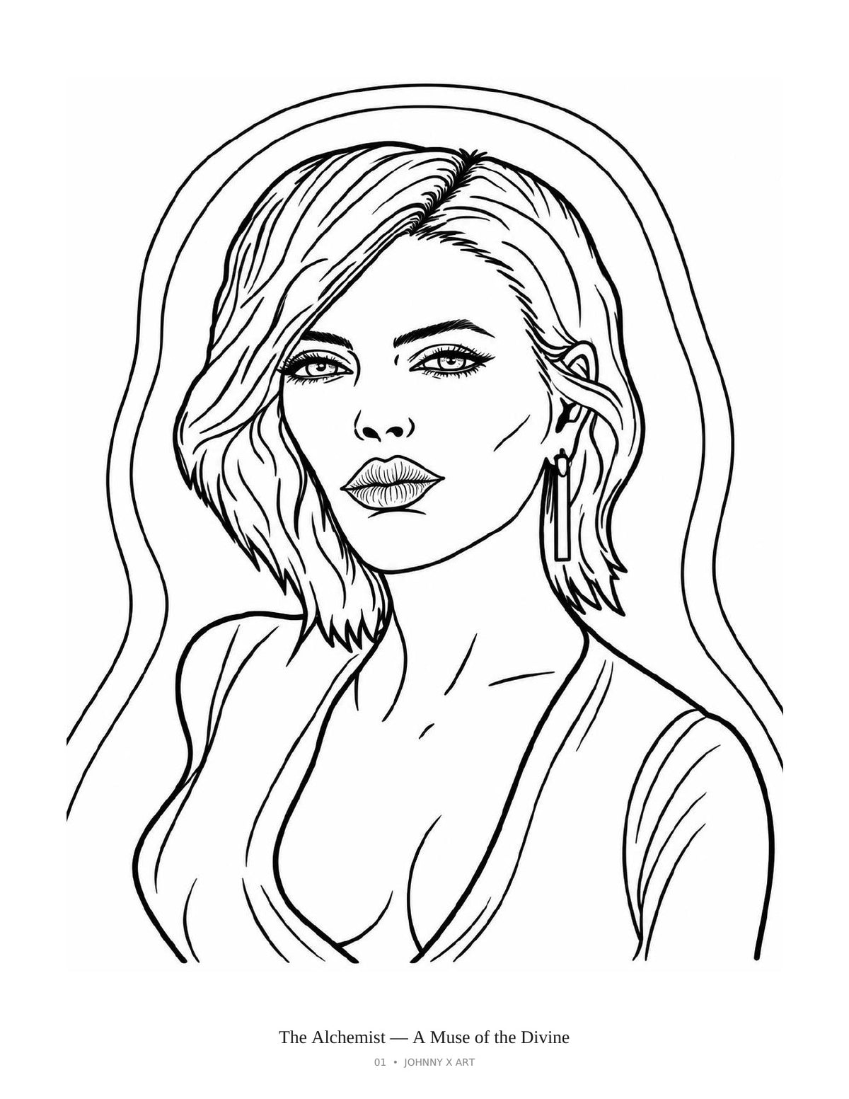 Sample coloring page: The Alchemist — A Muse of the Divine