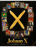 The World of Johnny X Coloring Book Volume 2 cover with a gold X surrounded by Johnny X artworks